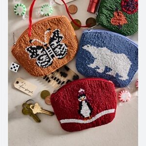 Free People Polar Bear Mini  Beaded Coin Purse New” 1 Bear Only “